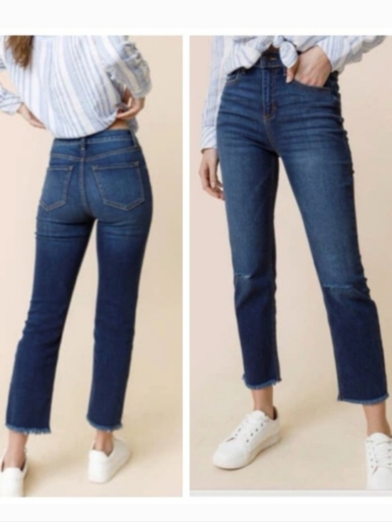 harper heritage Denim - Harper Heritage Blue Distressed High Rise Straight Jeans Size 30